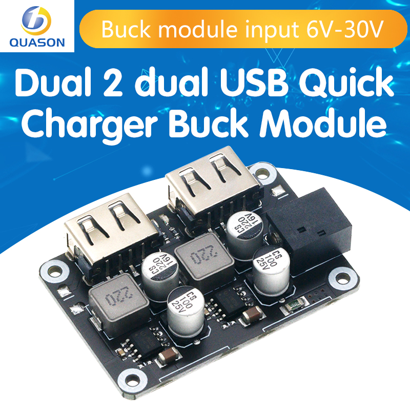 QC3.0 QC2.0 Car USB Charging Buck Module Step Down Fast Quick Car Charger Board 24V 12V to 5V 9V Voltage Regulator DC Dual USB