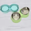 1 PCS Dual Bowl Stainless Steel Double Pet Bowls for Dogs and Cats - Non-Skid Base - Perfect for Food and Water - Easy to Clean 3