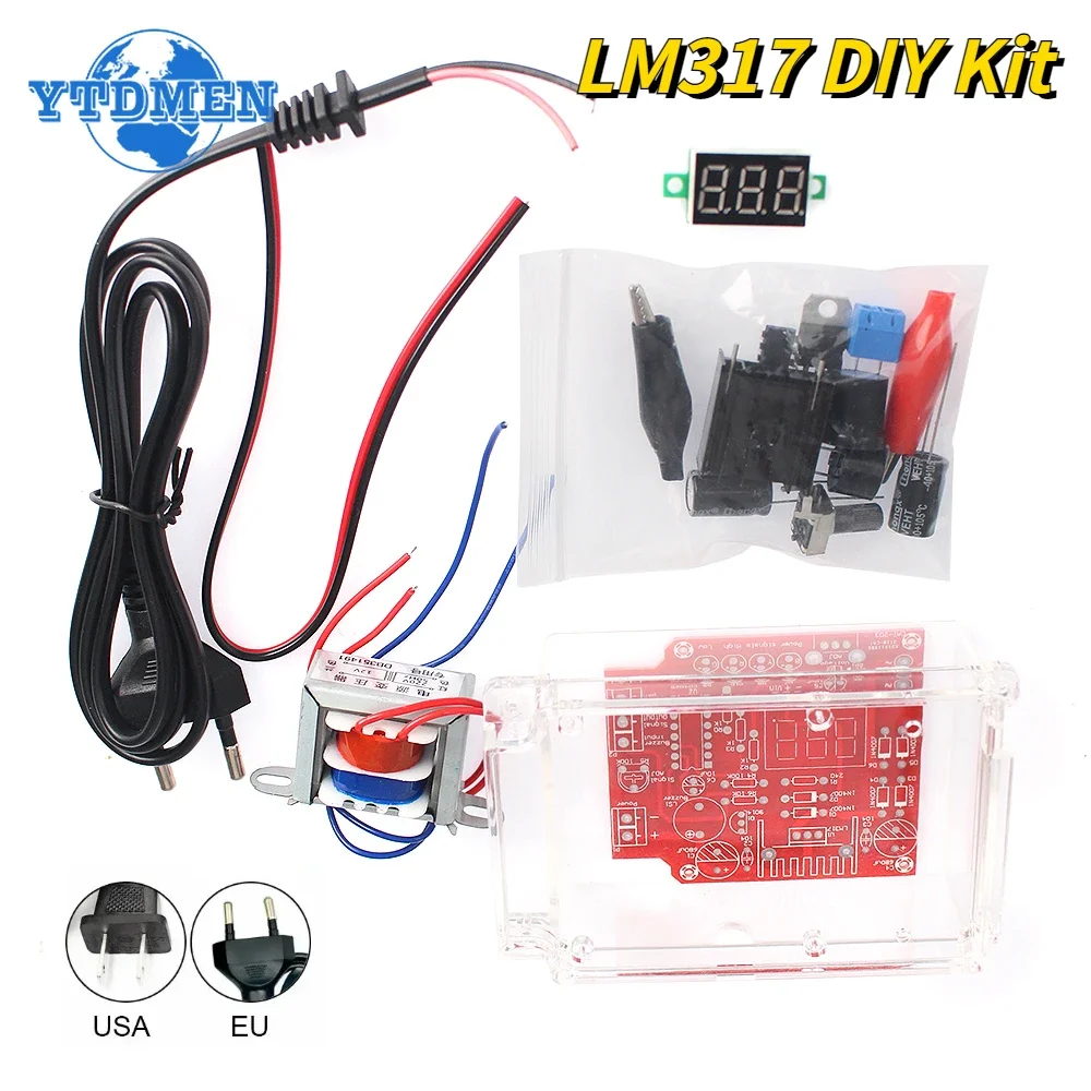 PCB Board Electronic Kits DIY Kit LM317 Adjustable Regulated Voltage 110V 220V To 1.25V-12V  Step-down Power Supply Module