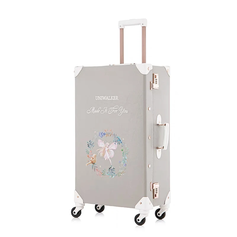 Women 2PCS/SET Vintag Travel Suitcase Rolling Luggage 12 20 24 26inch Men Fashion Trolley suitcase handbag Carry-Ons Travel Luggage