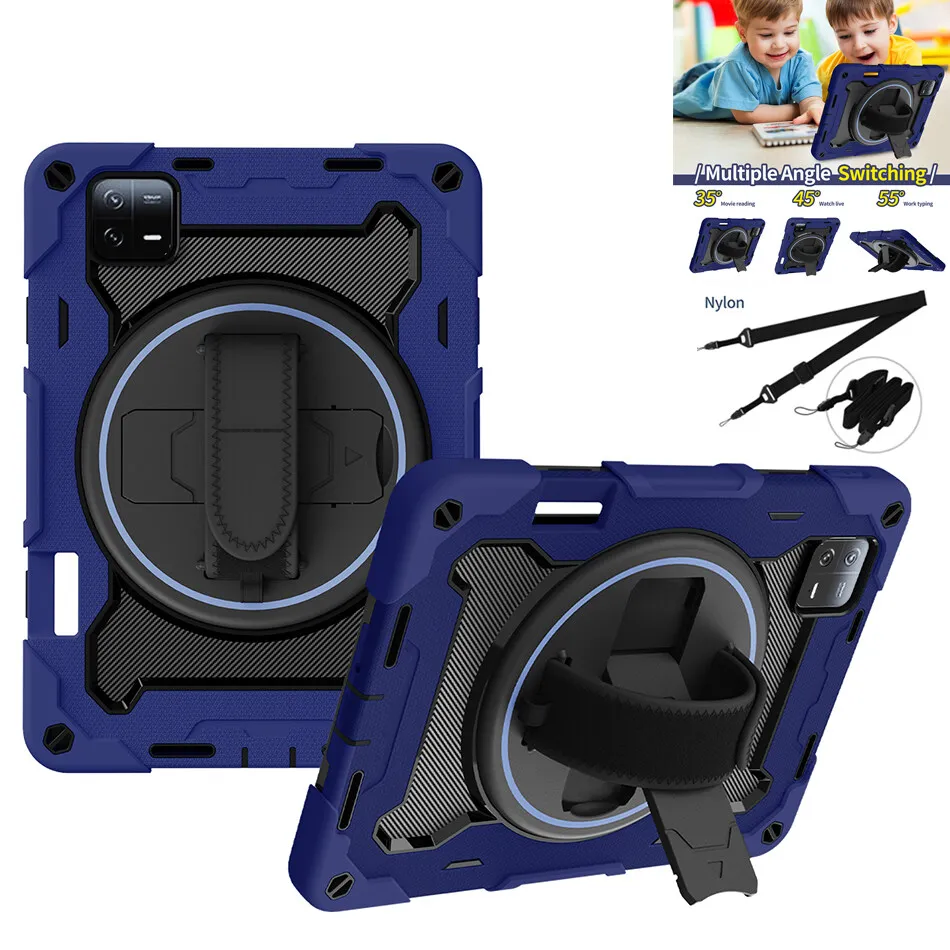 Capa de Silicone Durável para Xiaomi Pad Kids Kickstand Estável Capa Protetora para Mipad Pro Estojo à Prova de Choque com Alça e Slot para Lápis