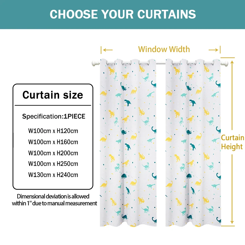 Muwago Children's Curtain Bay Window High Shading Noise Reduction Heat Insulation Curtain Tyrannosaurus Rex Luminous Curtain 6