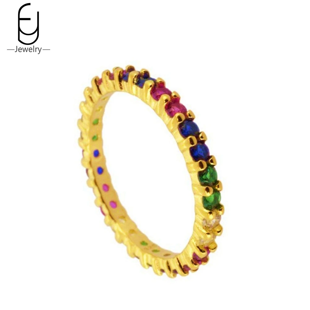 

18K Gold Plated Colorful Crystal Circle Wedding Rings for couples Fashion Premium Rings for women Wedding Luxury Jewelry Gifts