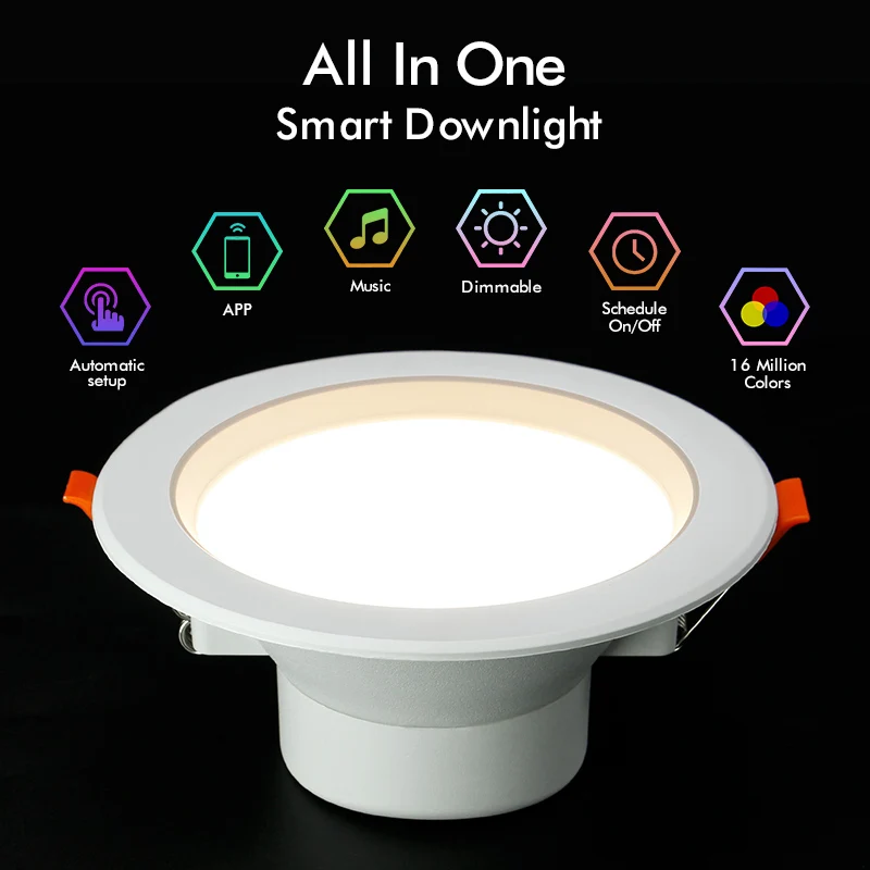 Tanie Inteligentna Tuya Wifi Bluetooth LED Downlight RGB CW WW światło sklep