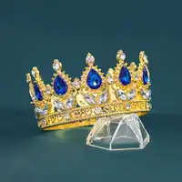 Baroque Vintage Gold Round Tiaras And Crowns For Women Bride Crystal Rhinestone Wedding Hair Accessories 5