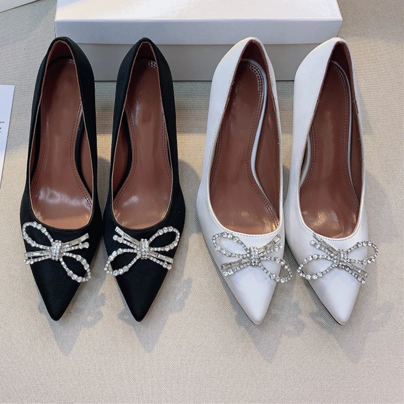 

2023 New Women's High Heels Rhinestone Bow Fashion Stiletto Pumps