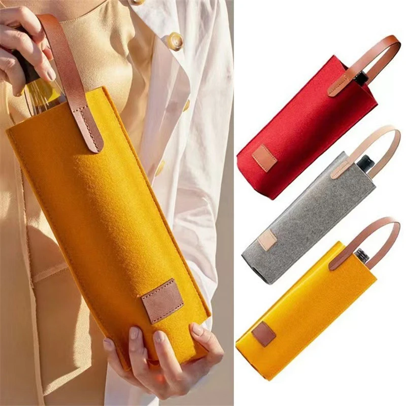 Description Picture 3 of itemWine Bag Felt Single Bottle Insulated Tote Bottle Wine Carrier Bag Padded Wine Cooler Gift For Wine Lovers Or Wedding