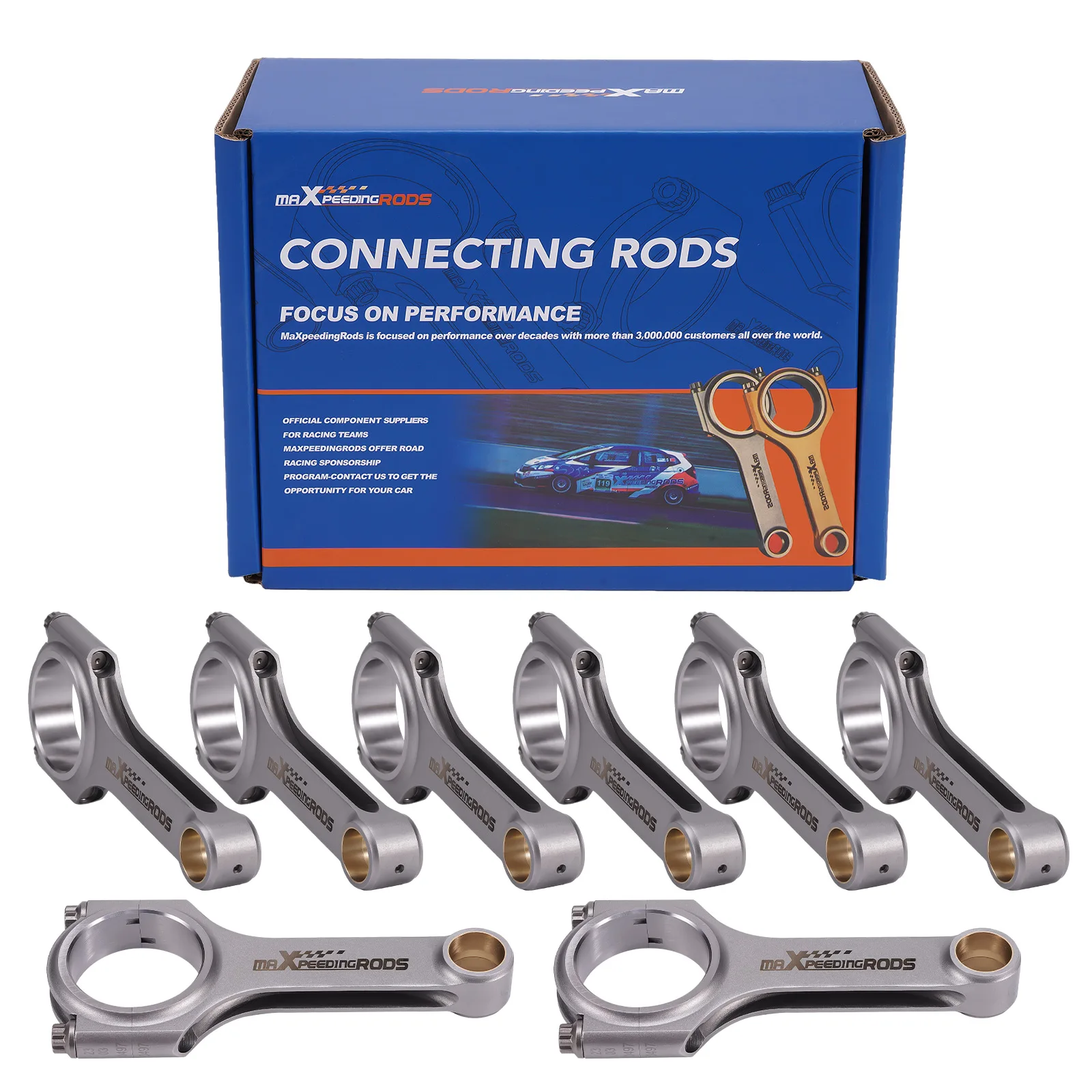 

8pcs Racing Connecting Rods For Chevrolet Chevy Small block V8 engine 5.7" （2.100" rod journal）144.78mm