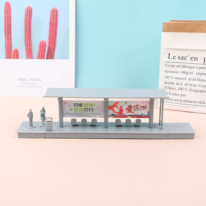 1/87 Mini Simulation Bus Station Model High-speed Rail Station Platform Diy 5