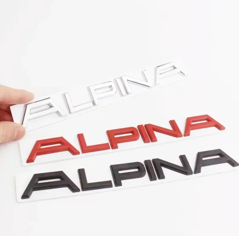 3D 금속 크롬 블랙 Alpina 편지 후면 부팅 트렁크 스티커 펜더 엠블럼 배지 데칼 B7 B6 D4 D5 자동차 스타일링 액세서리