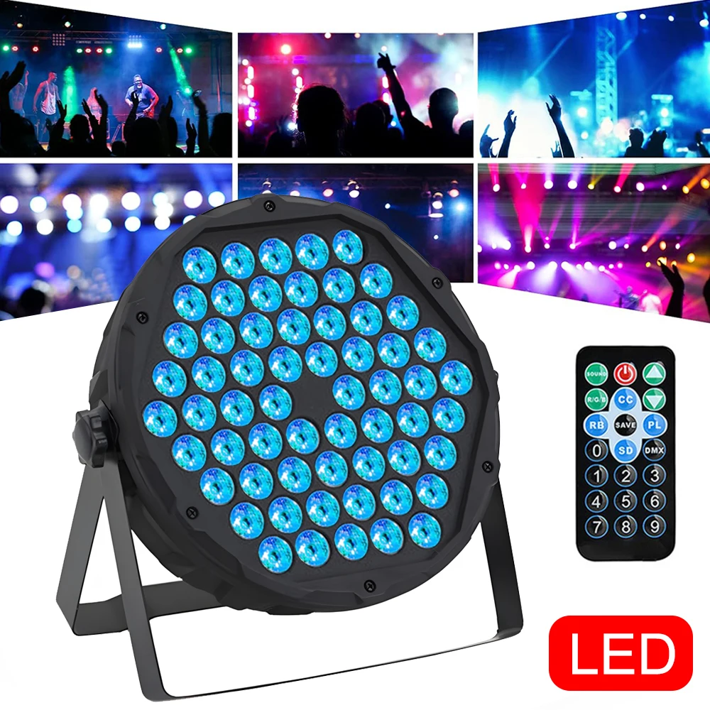 

60W DMX512 Flat Par Light LED RGB Colorful Stage Light Multi Effects Strobe Party Light DJ Disco Light for Ball Party Wedding