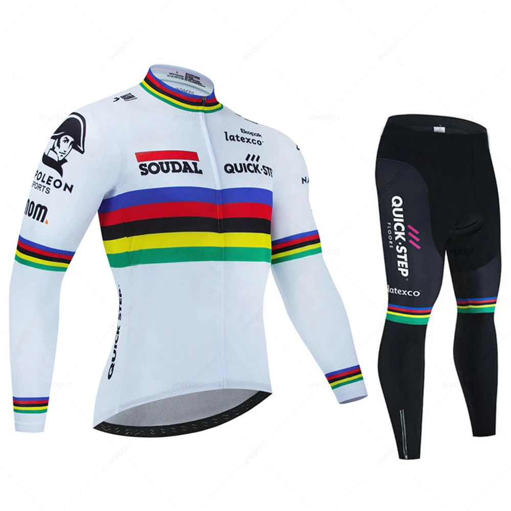 Soudal クイックステップ新作春/秋長袖サイクリングジャージ