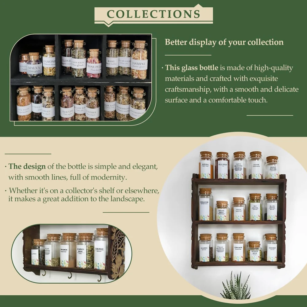 60ml Glass Bottles Cork Stoppers DIY Decoration Mini Glass Vials Cork Message Glass Bottle Vial Cork,Small Glass Bottles Jars 5