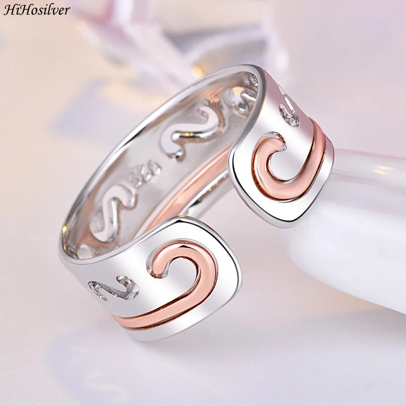 

HiHosilver S925 Stamp Women's Silver Color Rose Gold Vintage Ring Sets Jewelry Gift For Girl New HS0008