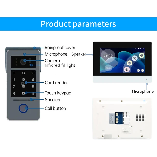 Tuya 1080P 7/10 Inch Color Touch Screen Video Intercom Kit with 2-Wire Analog and Wi-Fi for RFID Access Control System 6
