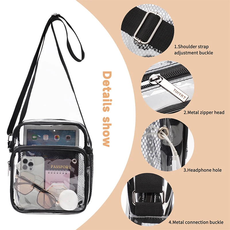 Marsupio Trasparente TINYAT In PVC - Olografico, Impermeabile, Per Concerti E Eventi Sportivi - Foto 10