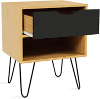 Прикроватная тумбочка, ночной столик с 1 ящиком, 40*34*50 см, приставной столик, индустриальный стиль, спальня, легко монтируется — изображение 3