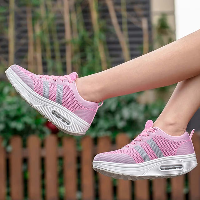 Sneakers Women Walking Shoes Air Cushion Comfortable Breathable Outdoor Casual Shoes Thick Bottom Increasing Height Lace-up 3