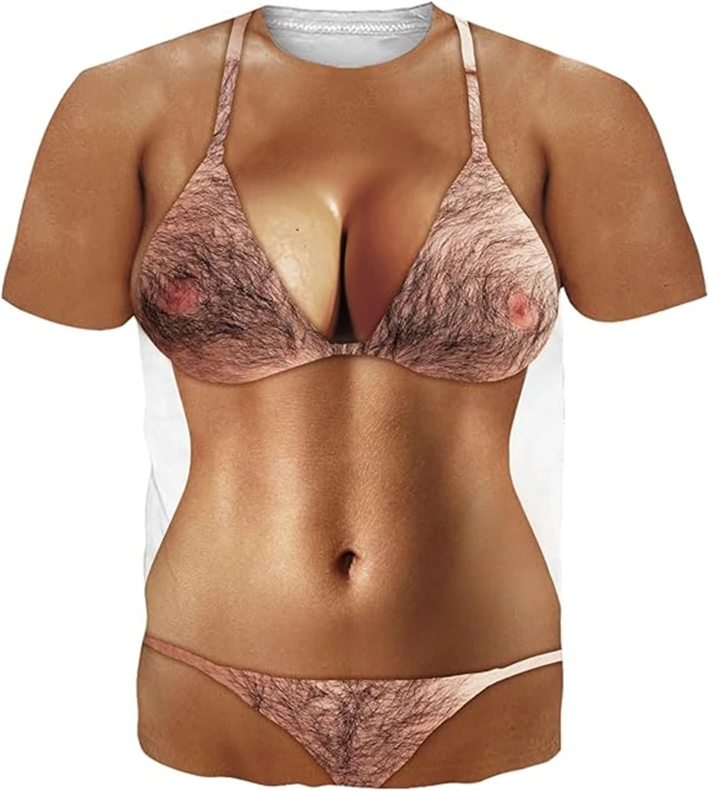 재미있는 근육질 남자 패턴 스푸핑 3D 프린트 스포츠 퀵 드라이 브레스 남성 티셔츠 아웃도어 스트리트 롤플레잉 여름 반팔