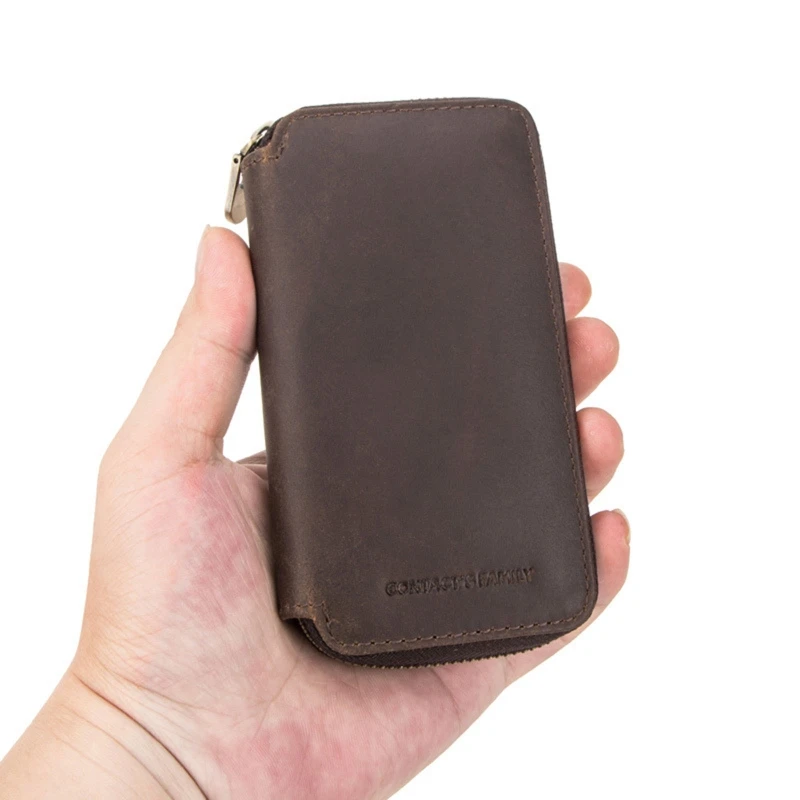 Rustic Leather 2-Slot Watch Box Luxury with Zipper Portable Bag Holds Watches Brown Watch Bag Watch Storage Box Watch Storage Bag Watch Storage Pouch Leather Storage Box