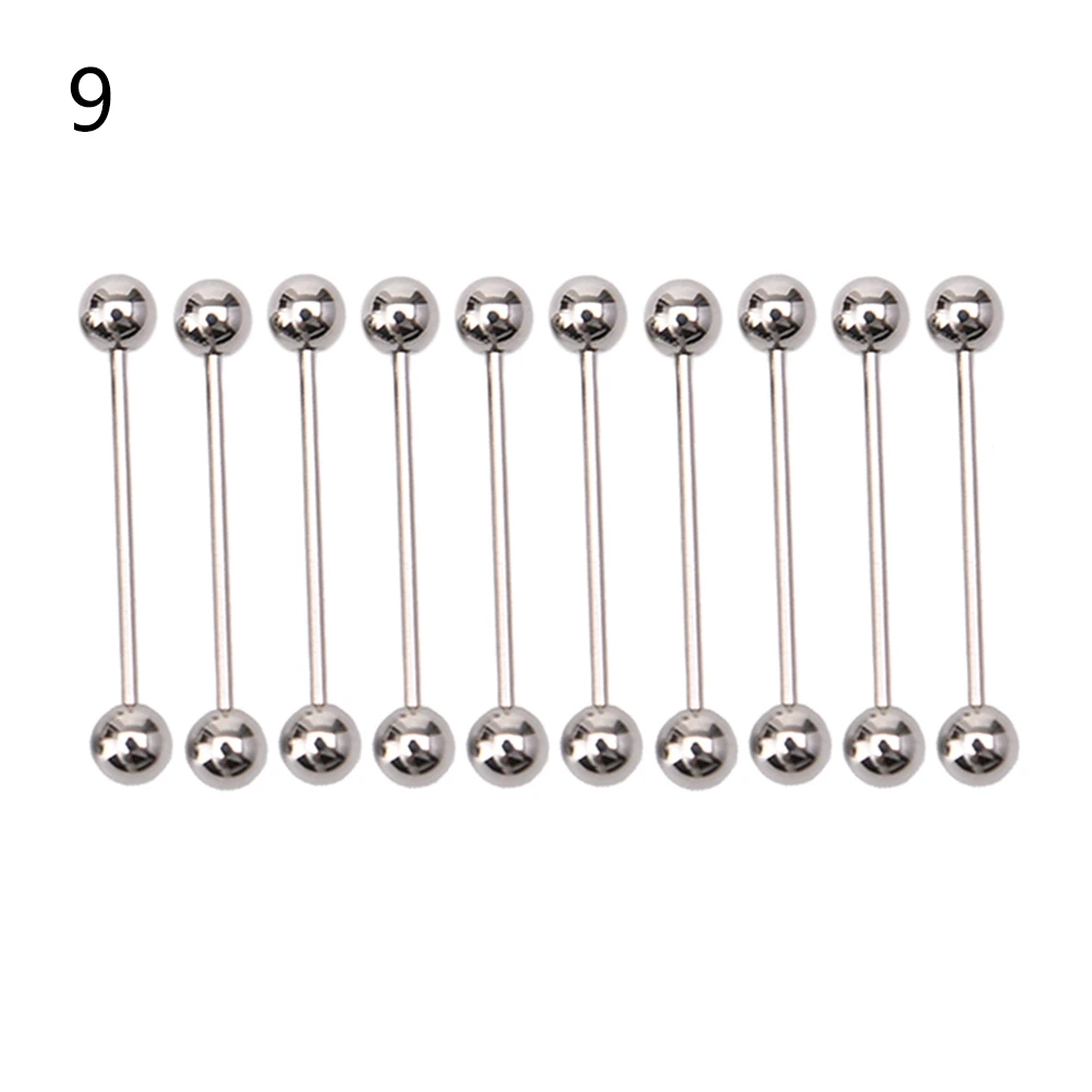 Stainless Steel Ball Tongue Navel Nipple Barbell Rings Bars Body Piercing 10PCS