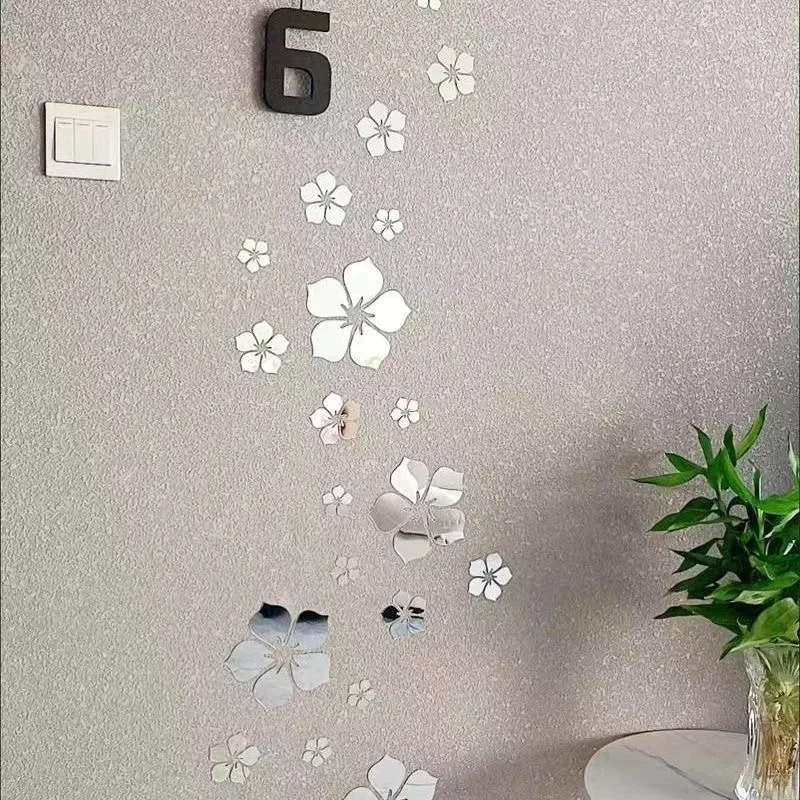 3D Flower Mirror Stickers 3