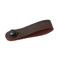 Premium Grain Leather Guitar Strap with Secure Neck Tie and Locking System (Vintage Brown)