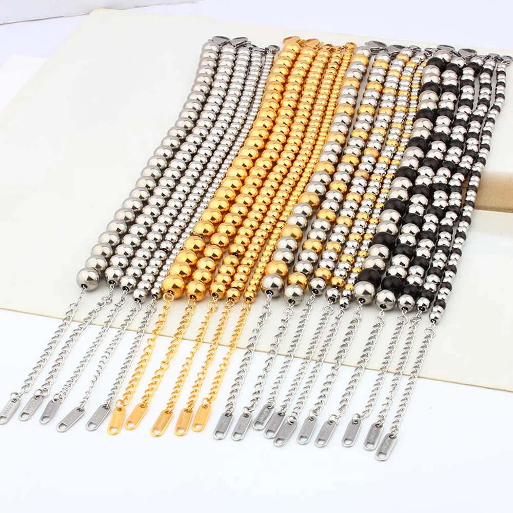 

Stainless Steel Couple Bead Bracelet​​ Charm Cufflinks Bracelets beaded Bracalet For Men Women Gifts Jewellery crafts wholesale