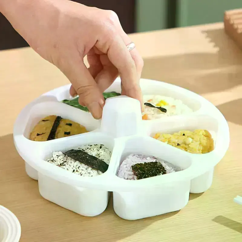 6 in 1 오니기리 몰드 삼각형 스시 몰드 도시락 스시 만들기 키트 스시 몰드 스시 프레스 메이커 밥볼 몰드 조리 도구