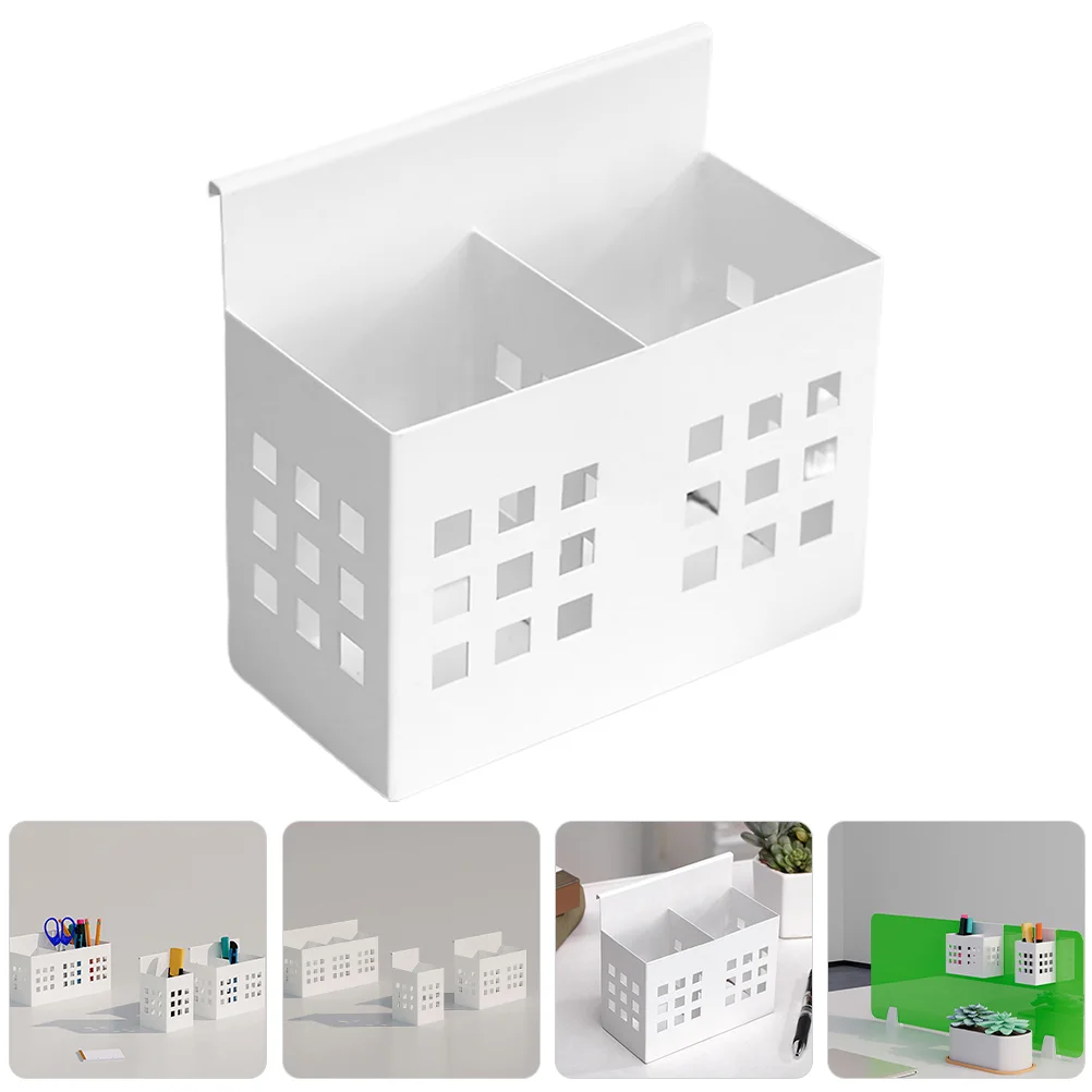 

Office Desk Stationery Storage Box Pen Holder for Wall Penholder Hanging Pencil Organizer White
