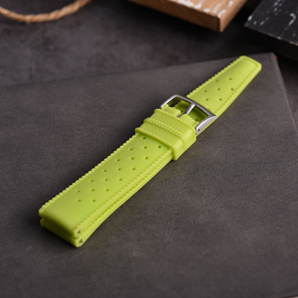 TONJETT Hochwertige tropische Uhrenarmbänder mit Schnellverschluss, 20 mm, 22 mm, perfekte Passform, flaches Ende, universelles FKM-Gummi-Glüh-Fluo-Armband – Detail 8