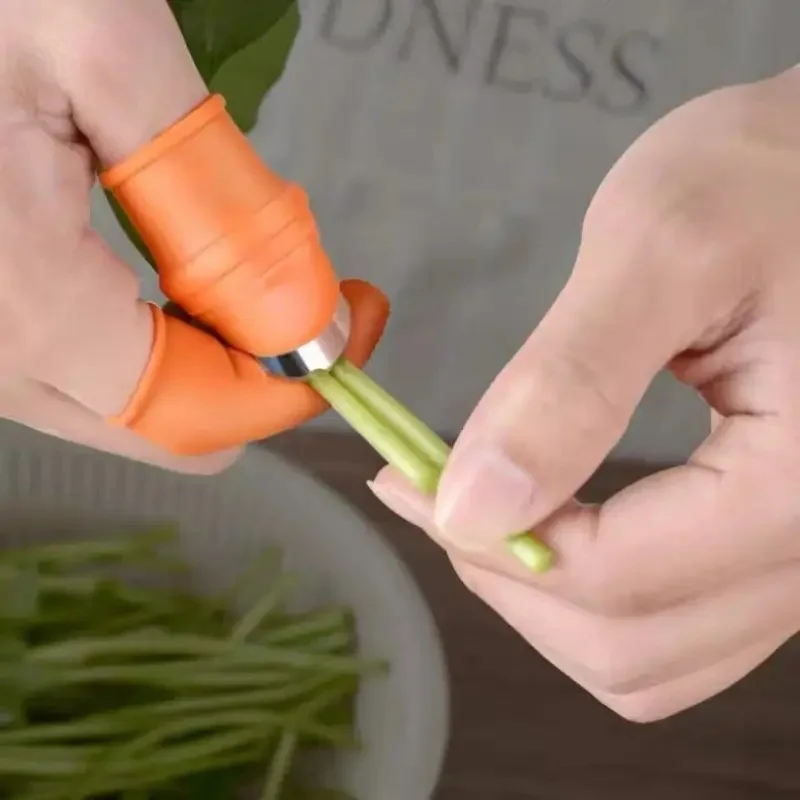 Thumb Knife Set with Finger Cots, for Peeling Garlic, Hulling Strawberries, Picking Peppercorns & Vegetables (6 Pcs) 5