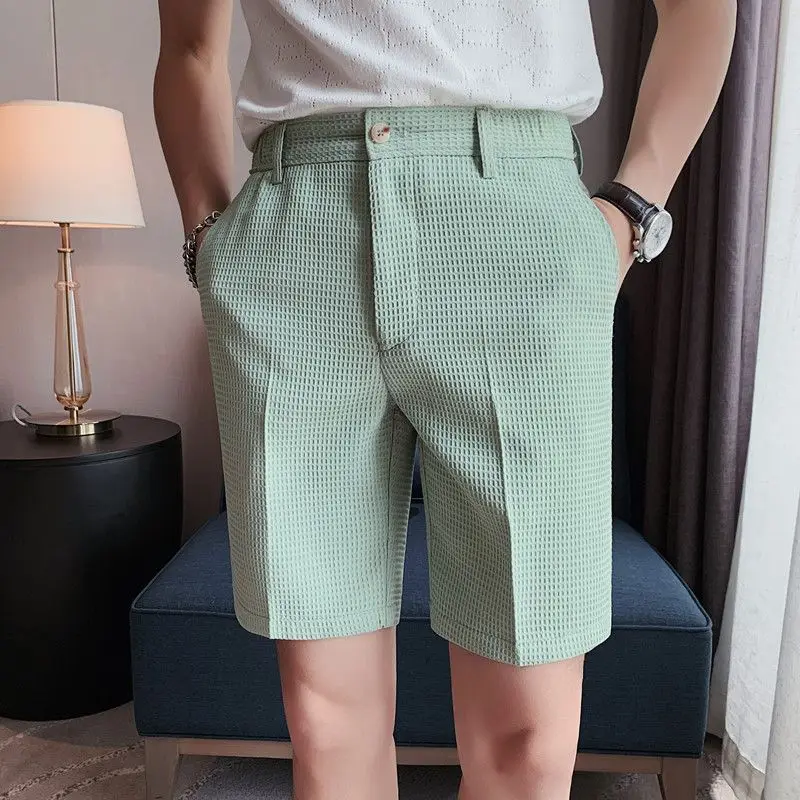 Invisible Open-Seat Pants Shorts Men's Summer Elastic Slim Casual Shorts Cropped Pants Male Outdoor Sex Convenient Men Clothing