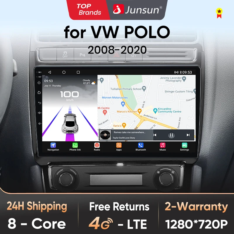 Junsun Qualcomm chip 8-Core Android13 Auto Radio Für VW Volkswagen POLO 5 2008-2020 Drahtlose CarPlay autoradio Stereo Multimedia