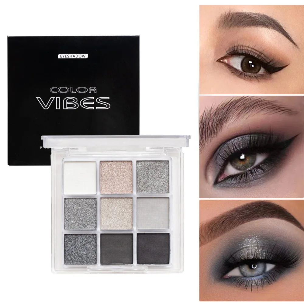 9 Colors Cool Toned Eyeshadow Palette Black Smokey Palette Matte Glitter Eyeshadow Smoky Eye Shadow Eye Pigments Palett eye shadow eye shadow plate