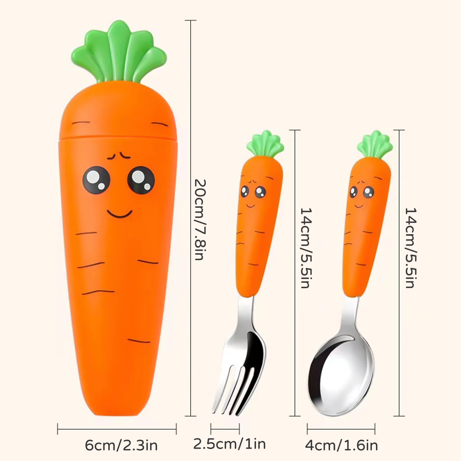Baby Tableware Set Creative cartoon radish children's cutlery set stainless steel spoon fork plastic handle portable children's tableware