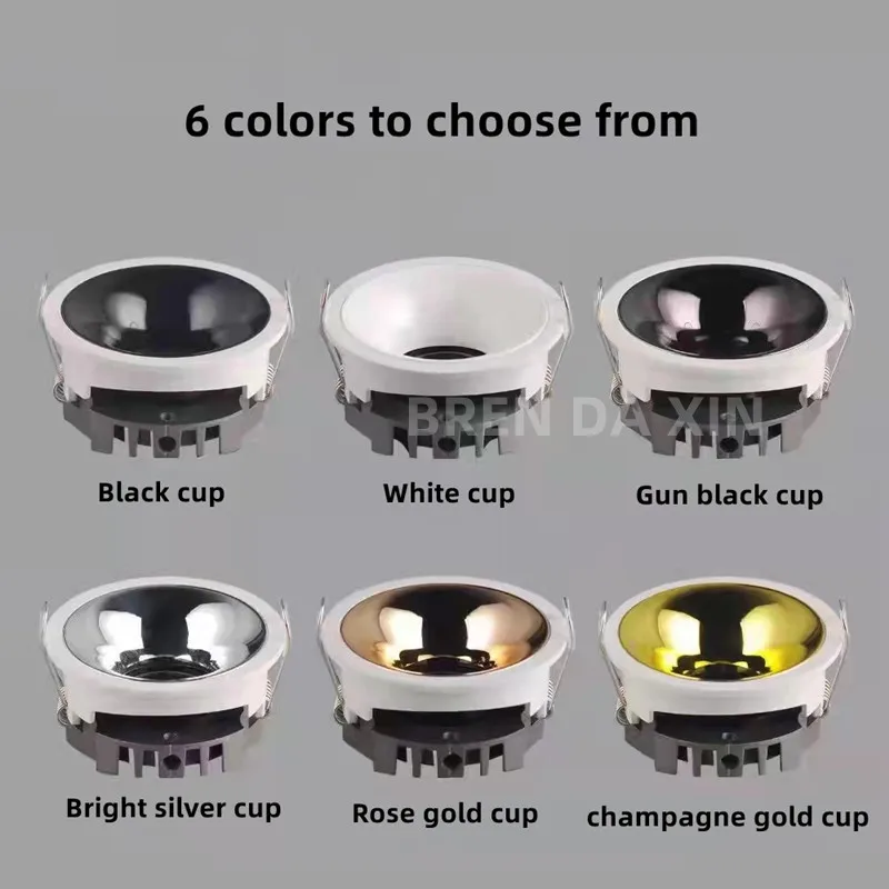 Dimmable COB Downlight spotlight AC85-265V anti-glare lantern concave Led All aluminum ultra thin downlight interior lighting