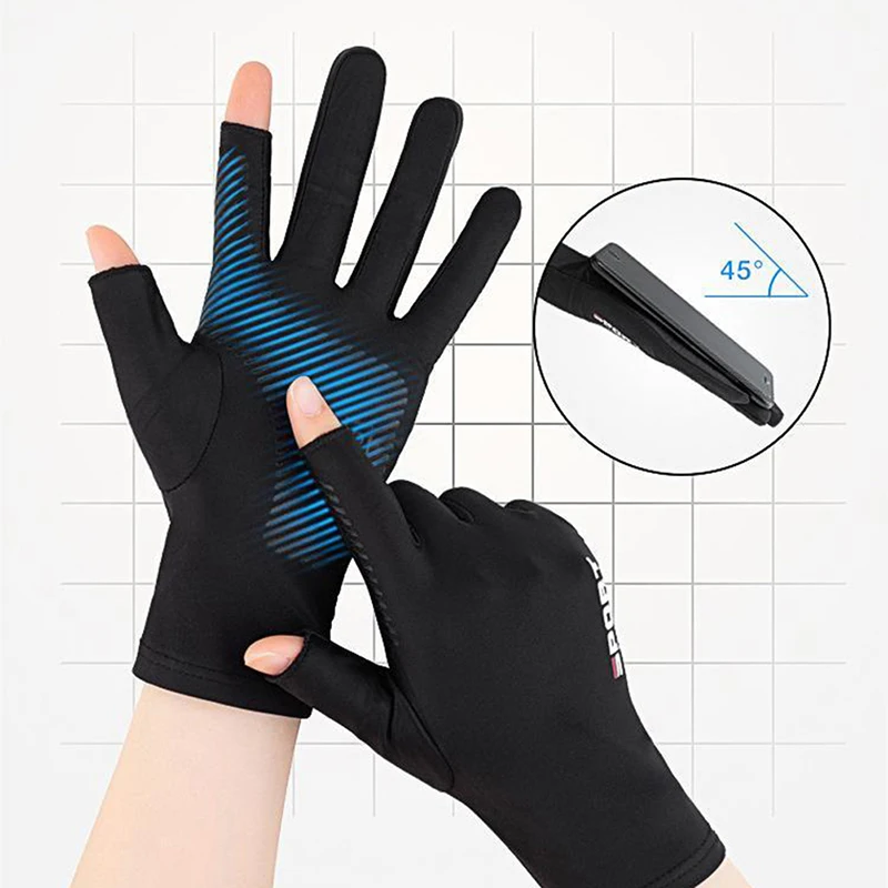 Sun Protection Gloves Breathable Ice Silk Non-Slip Anti-UV Outdoor Sports Rider Gloves Men Half Finger Cycling 1 Pair cycling gloves sports gloves sunscreen gloves