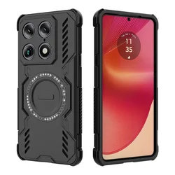 Magnetic Hard PC Rubber Case with Magsafe & Anti - Shock Armor Function - Moto X70 Air Pro (Black)