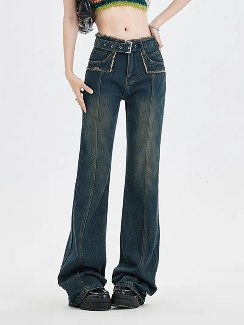 American retro low-waisted straight-leg bootcut jeans new style