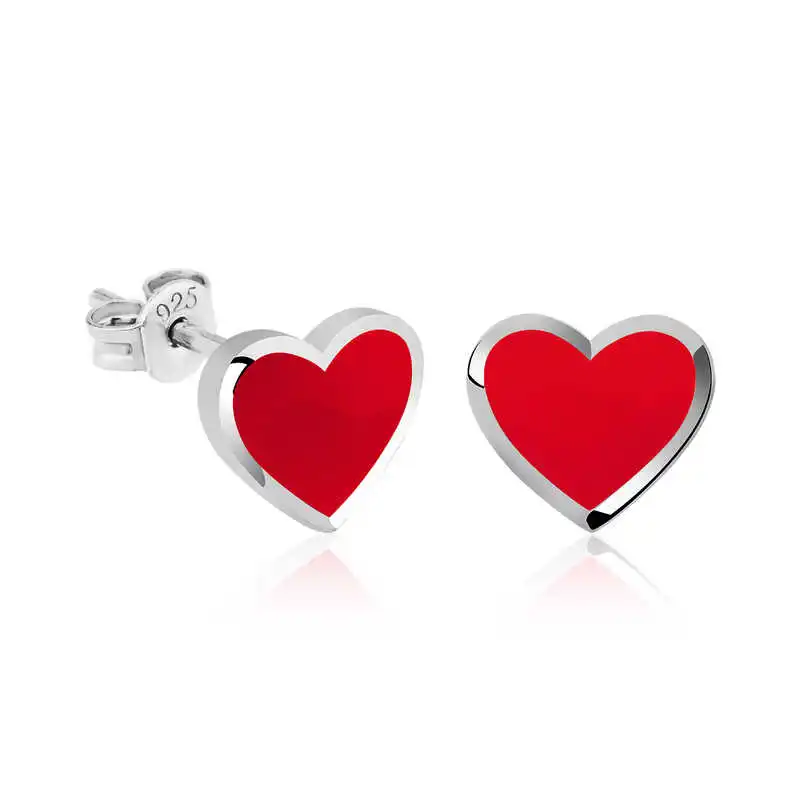 

Tevuli 925 Sterling Silver Highlighter Red Heart Earrings