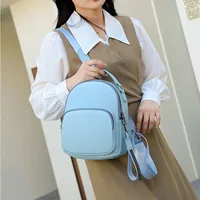 portable backpack for ladies Korean Fashion Zipper PU Leather Small Bag coin purse mini backpack for woman 2