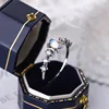 RYJU Vintage Moonstone Ring Witchcraft Triple Moon Goddess Rings for Women 925 Sterling Silver Minimalist Party Jewelry Gift 3