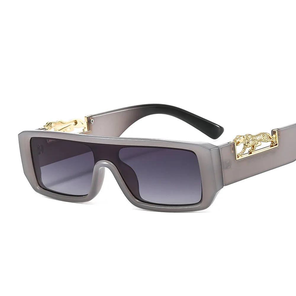 New Retro Square Double Color Sunglasses For Women Men Fashion Metal Cheetah Decoration Sun Glasses Eyewear Shades UV400 Trendin 10