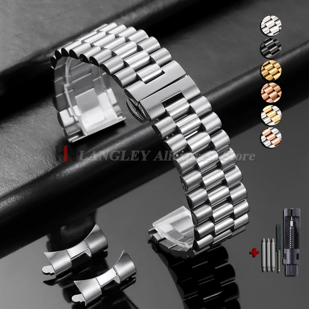 Universal Solid Stainless Steel Watch Strap - Premium Curved End Wristband