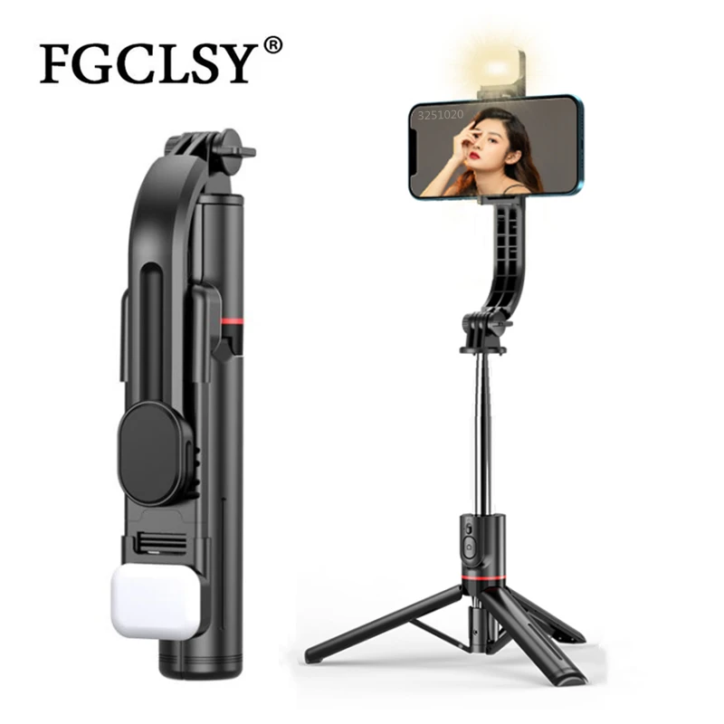 FGCLSY 2024 휴대용 무선 접이식 블루투스 셀카봉 삼각대, 블루투스 셔터..
