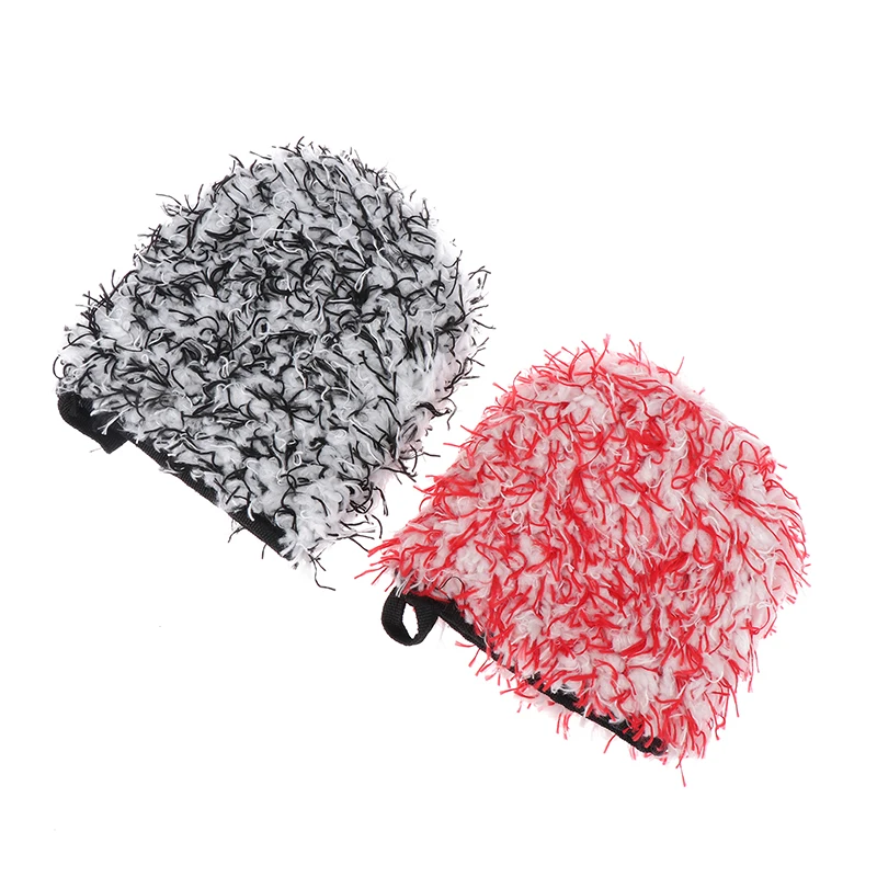 1Pc Shag-pile Microfiber Car Wash Glove Double-Side Finger Pocket Car Wheel Wash Mitt for Cleaning Auto Detailing