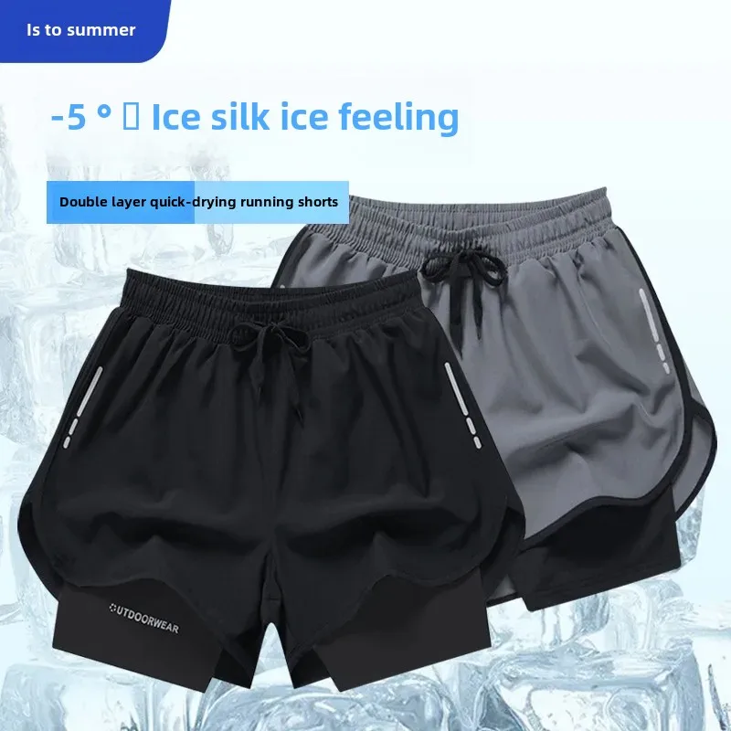 Loose Casual Running Shorts No Chafing Thighs Double Layer Anti-Embarrassment Sports Pants Comfortable Breathable Sweatpants