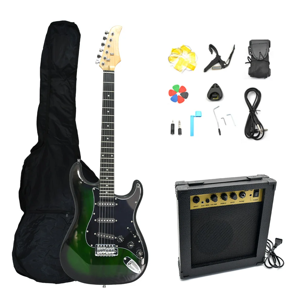 

Electric Guitar 39" Inch Complete Beginner Starter Kit Full Size With 10w Amp Package Includes All Accessories Set