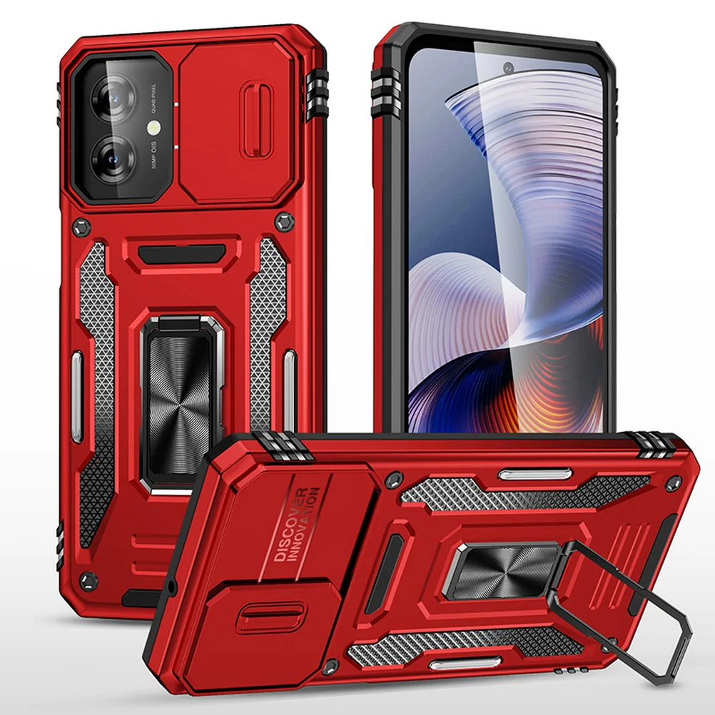 Enhanced Protective Case with Sliding Camera Cover and Metal Ring Stand